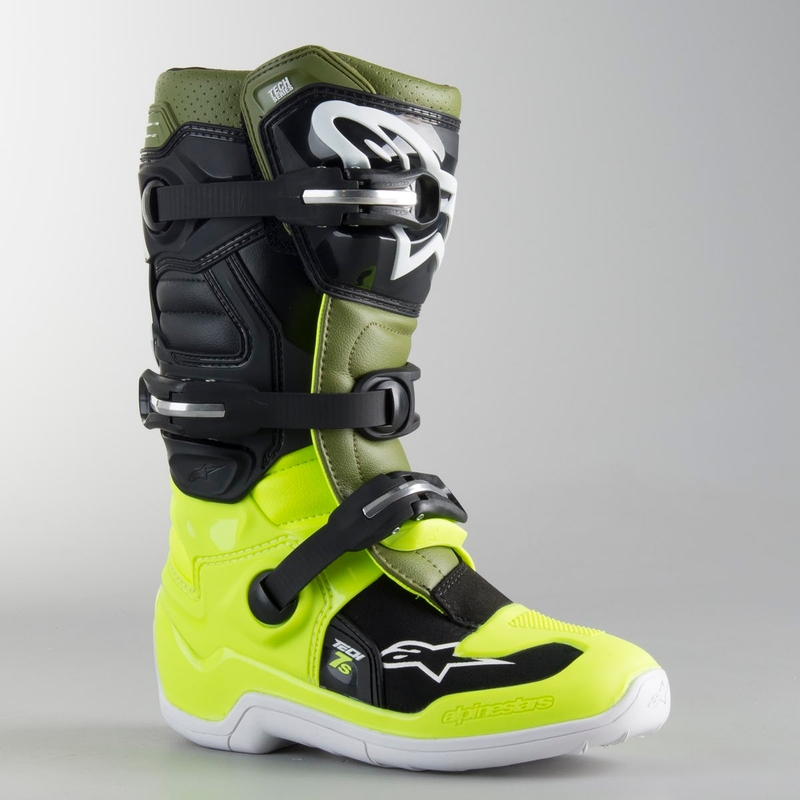 Alpinestars Tech 7 S Schwarz-Grün-Fluo Gelb Kinder-Motorradstiefel