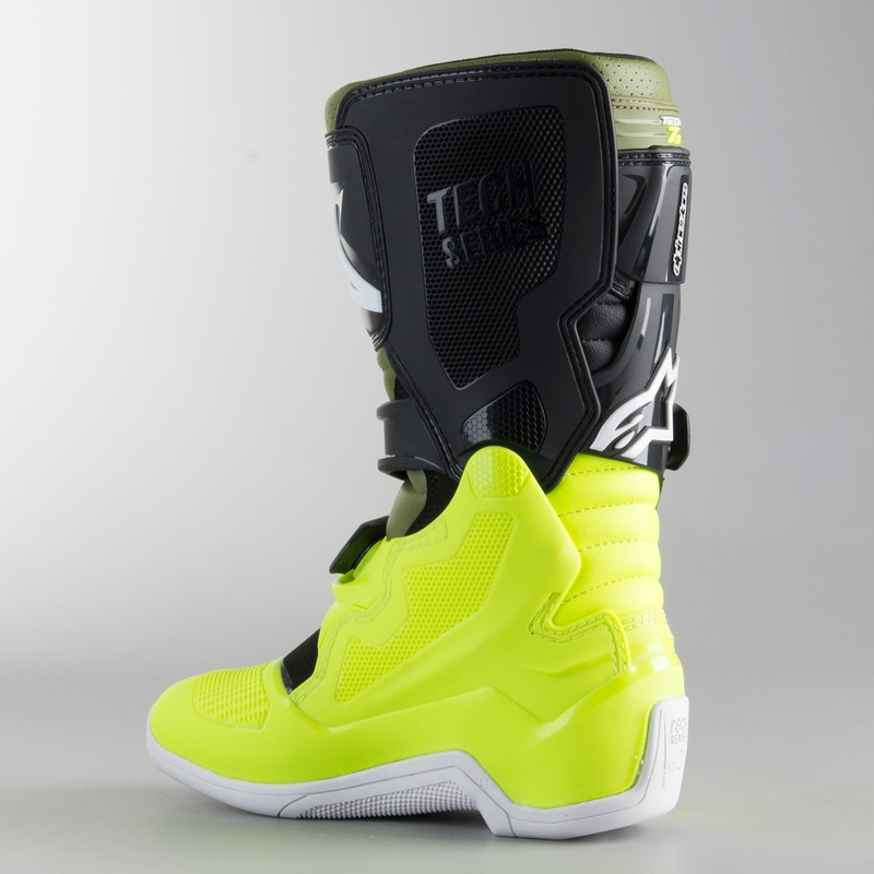 Alpinestars Tech 7 S Schwarz-Grün-Fluo Gelb Kinder-Motorradstiefel