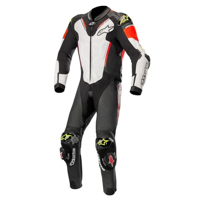 Alpinestars Atem einteiliger Anzug schwarz-weiß-fluo rot-fluo gelb