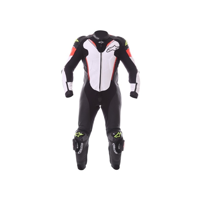 Alpinestars Atem einteiliger Anzug schwarz-weiß-fluo rot-fluo gelb
