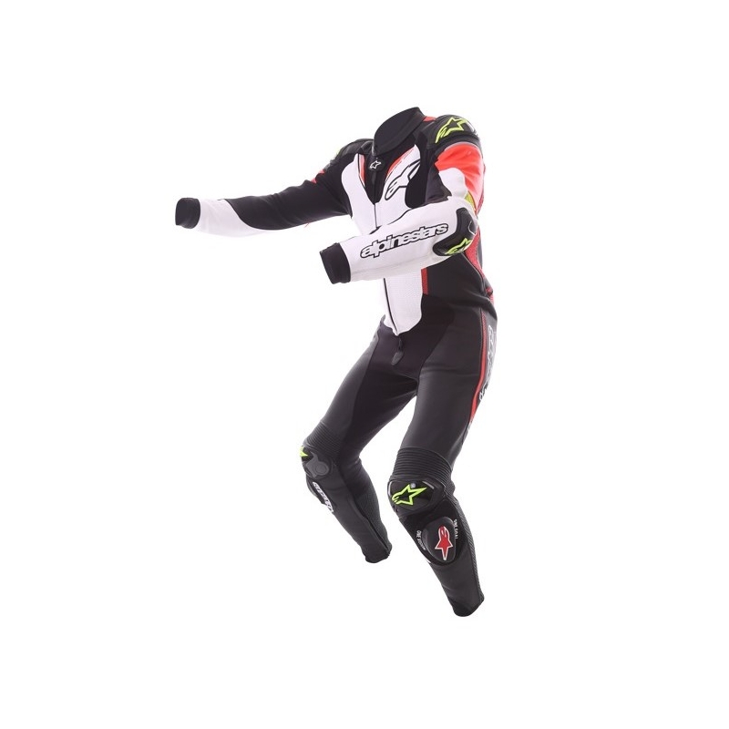 Alpinestars Atem einteiliger Anzug schwarz-weiß-fluo rot-fluo gelb