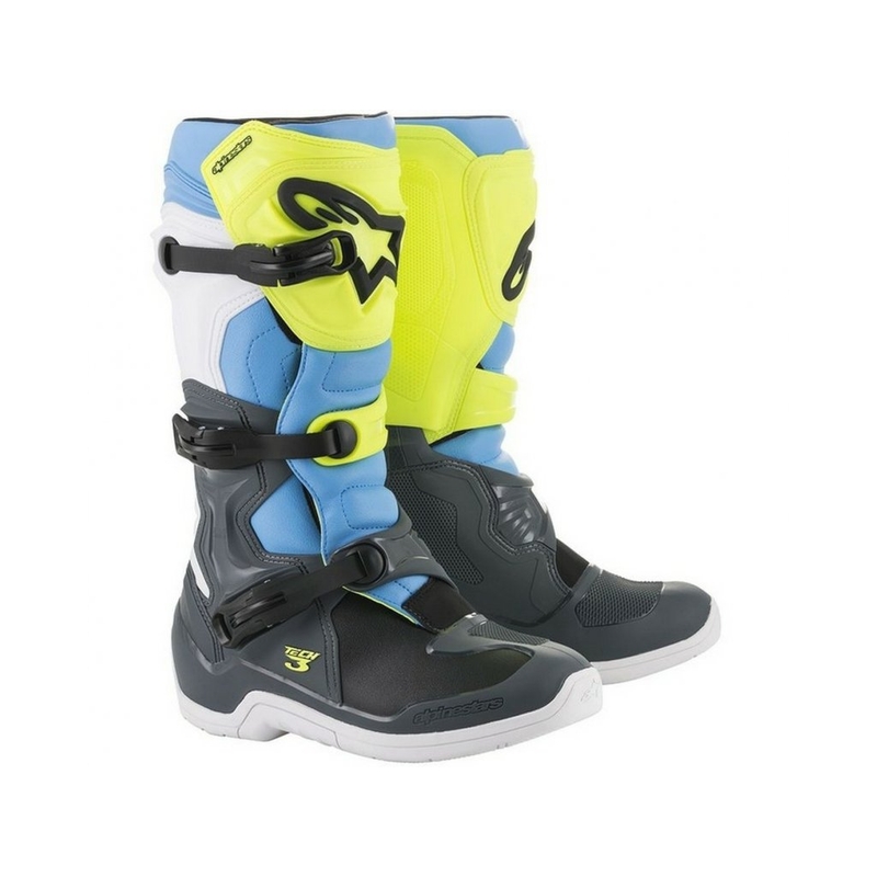 Alpinestars Tech 3 schwarz-weiß-blau-fluo gelb Motorradstiefel