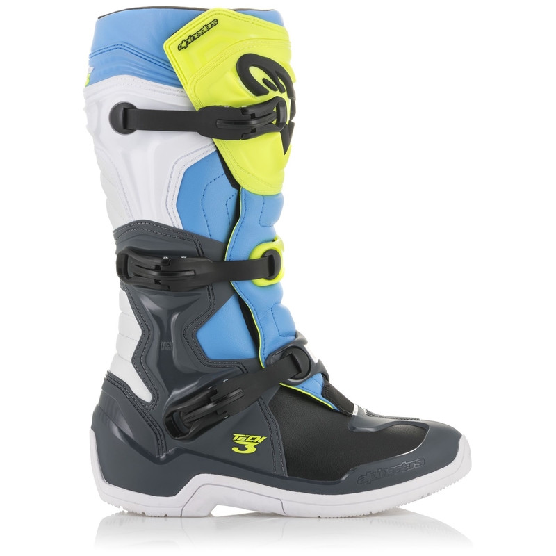 Alpinestars Tech 3 schwarz-weiß-blau-fluo gelb Motorradstiefel