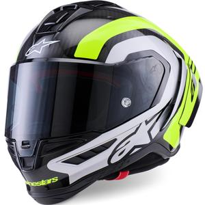 Alpinestars Supertech R10 Arius Integralhelm für Motorräder, schwarz-fluoreszierend gelb-weiß