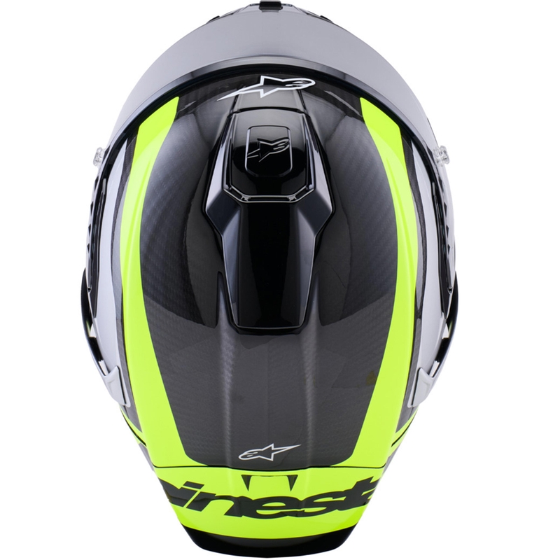 Alpinestars Supertech R10 Arius Integralhelm für Motorräder, schwarz-fluoreszierend gelb-weiß
