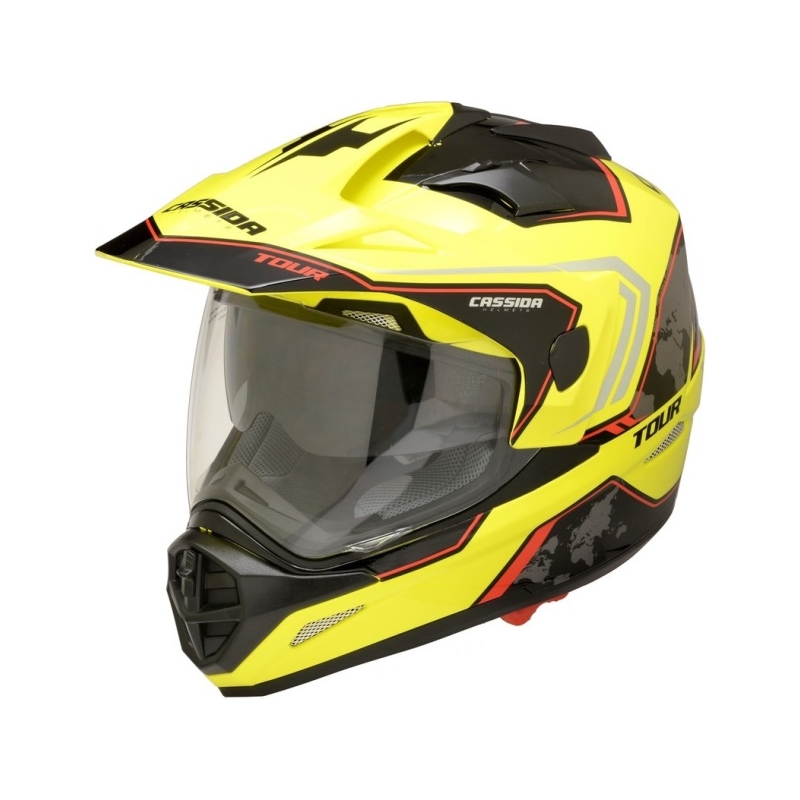 Enduro-Helm Cassida Tour Globe schwarz-fluo gelb-rot Ausverkauf