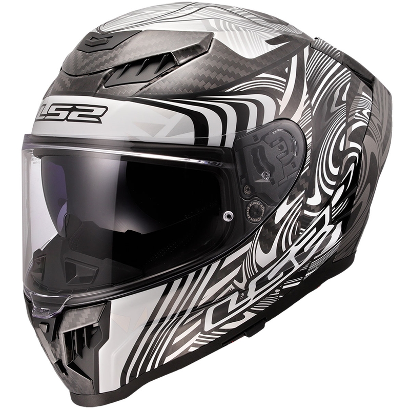 LS2 FF807 Dragon Carbon Enthum Integralhelm, glänzend silber
