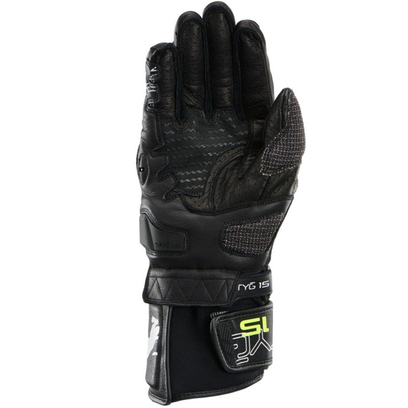 Furygan STYG 15 Belüftete Motorradhandschuhe Schwarz-Weiß-Fluogelb