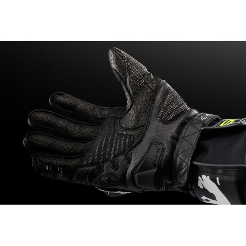 Furygan STYG 15 Belüftete Motorradhandschuhe Schwarz-Weiß-Fluogelb