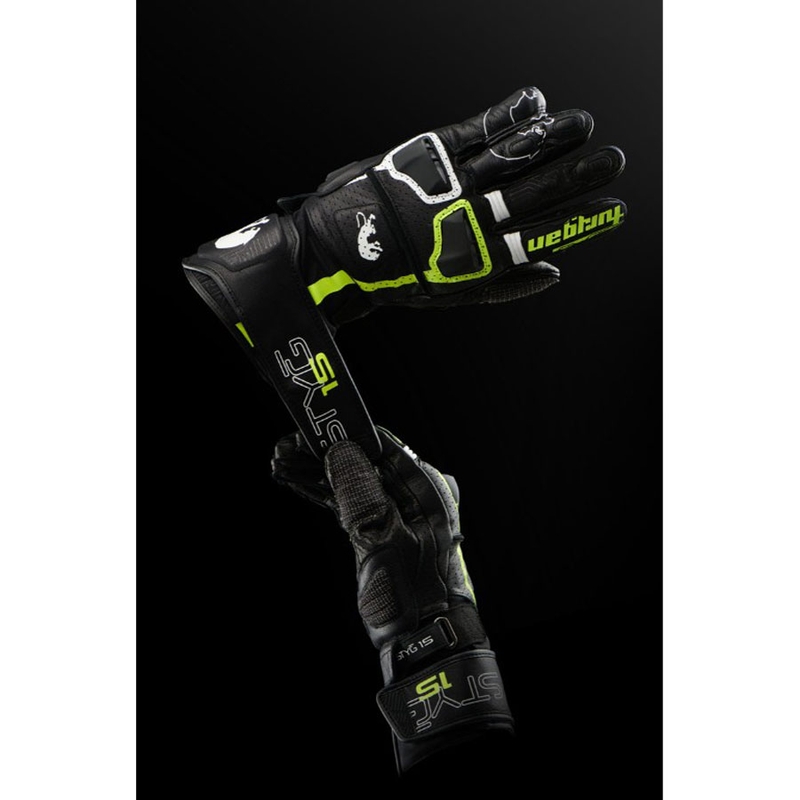 Furygan STYG 15 Belüftete Motorradhandschuhe Schwarz-Weiß-Fluogelb