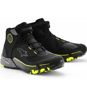 Alpinestars CR-X Drystar Motorradstiefel, schwarz-dunkelgrau-fluoreszierend gelb