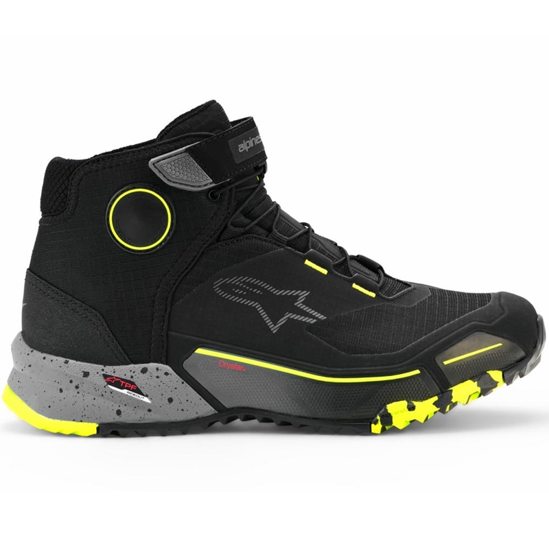 Alpinestars CR-X Drystar Motorradstiefel, schwarz-dunkelgrau-fluoreszierend gelb