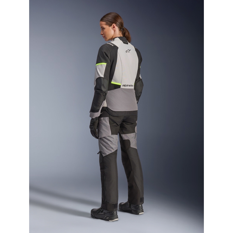 Alpinestars Stella Andes V4 Drystar Damen-Motorradjacke Dunkelgrau-Hellgrau-Schwarz-Fluogelb