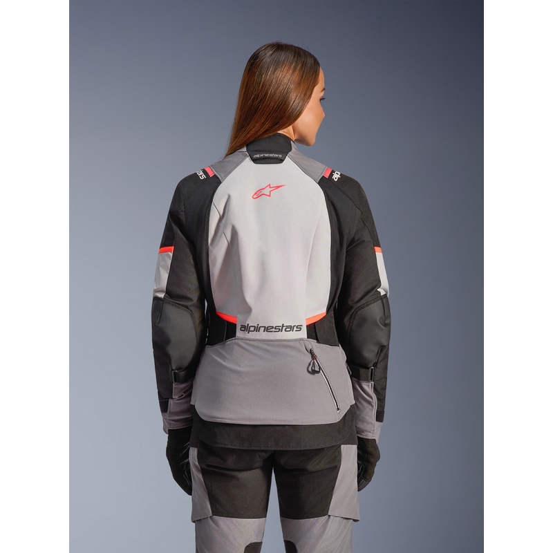 Alpinestars Stella Andes V4 Drystar Damen-Motorradjacke Dunkelgrau-Hellgrau-Schwarz-Rot