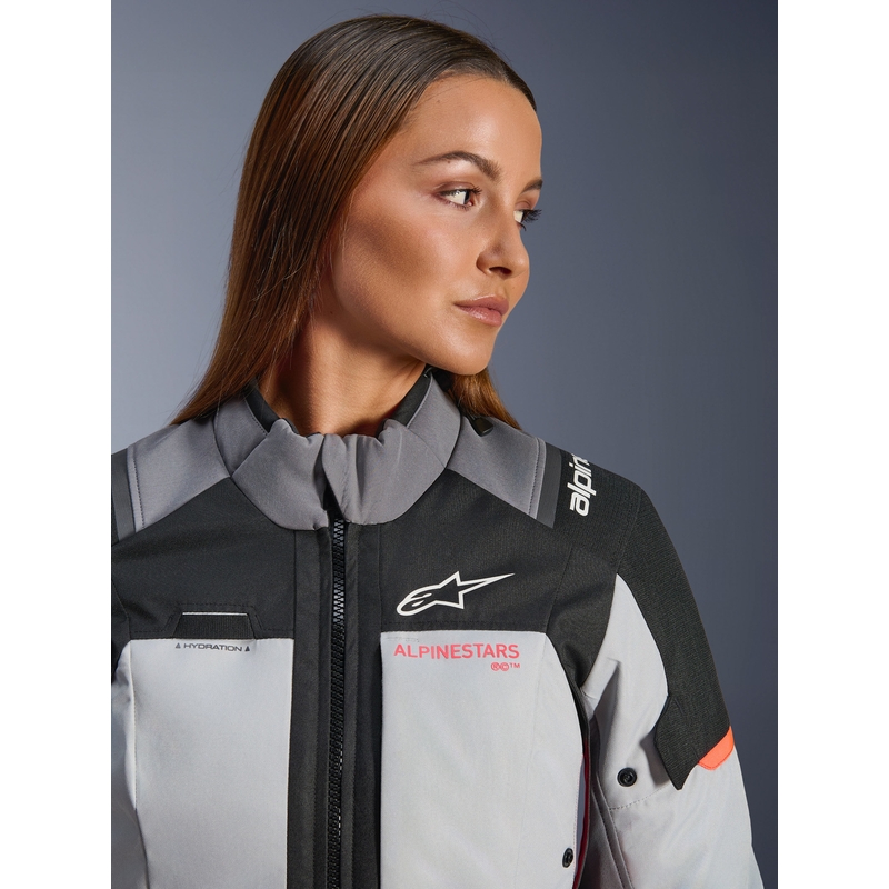 Alpinestars Stella Andes V4 Drystar Damen-Motorradjacke Dunkelgrau-Hellgrau-Schwarz-Rot