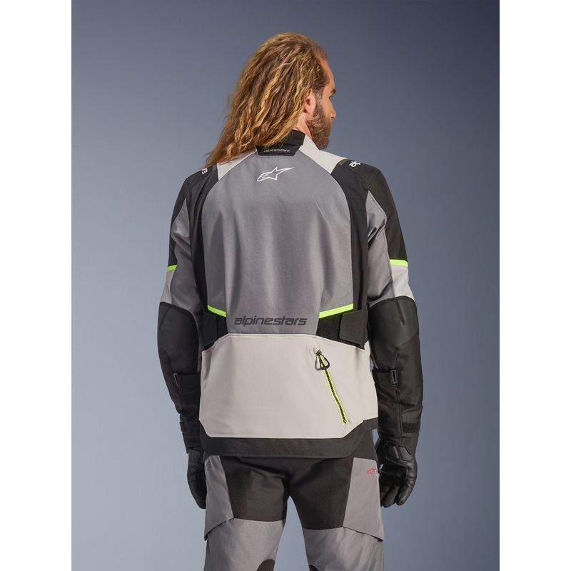 Alpinestars Andes V4 Drystar Motorradjacke Dunkelgrau-Hellgrau-Schwarz-Fluogelb