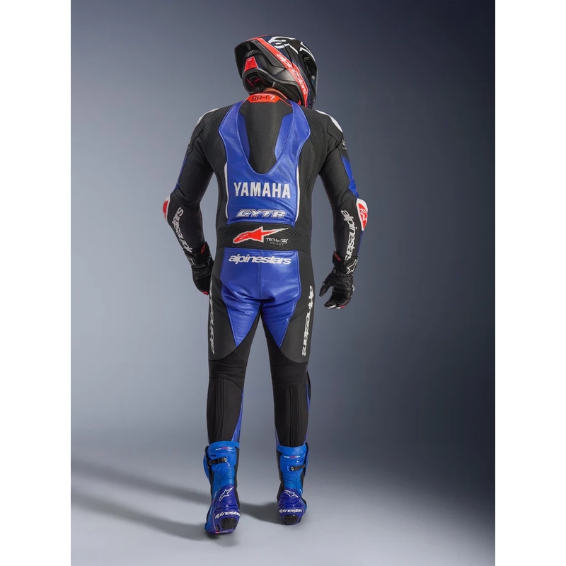 Alpinestars GP-R7 Einteiliger Motorrad-Lederkombi, kompatibel mit der YAMAHA GYTR TECH-AIR Kollektion, in Blau, Schwarz, Weiß und Rot
