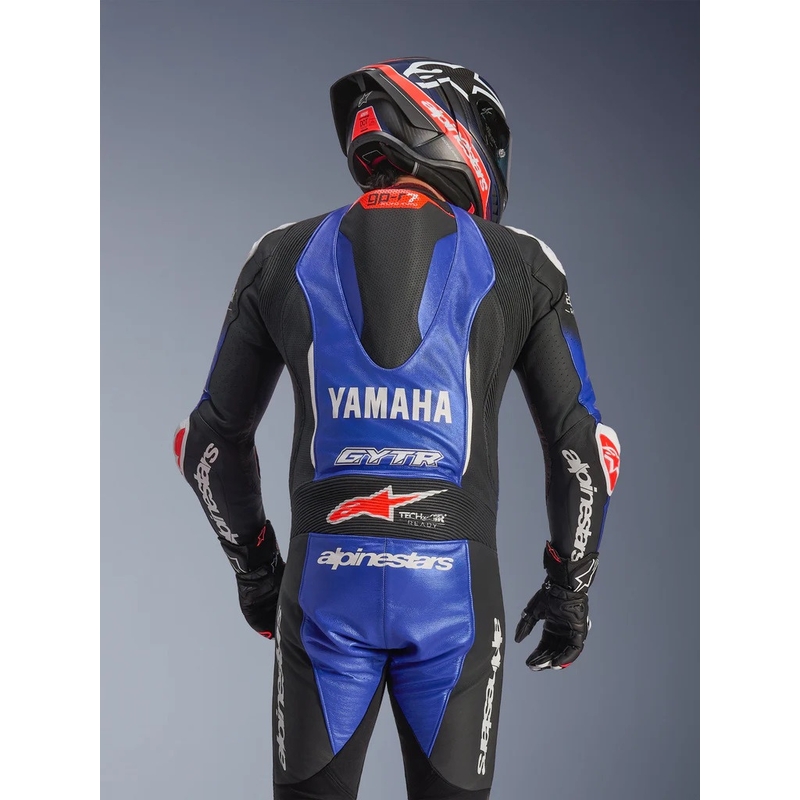 Alpinestars GP-R7 Einteiliger Motorrad-Lederkombi, kompatibel mit der YAMAHA GYTR TECH-AIR Kollektion, in Blau, Schwarz, Weiß und Rot