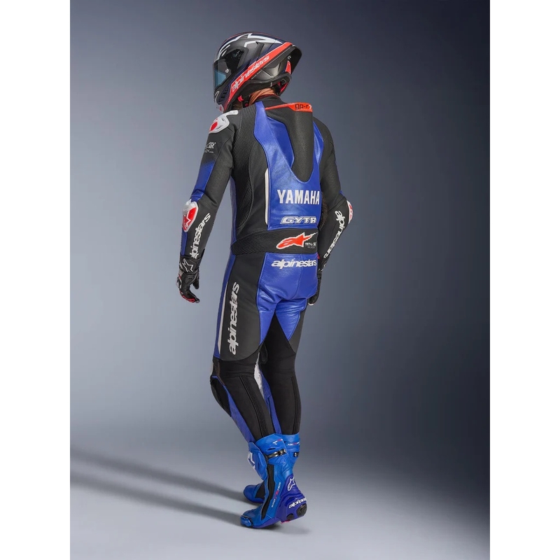 Alpinestars GP-R7 Einteiliger Motorrad-Lederkombi, kompatibel mit der YAMAHA GYTR TECH-AIR Kollektion, in Blau, Schwarz, Weiß und Rot