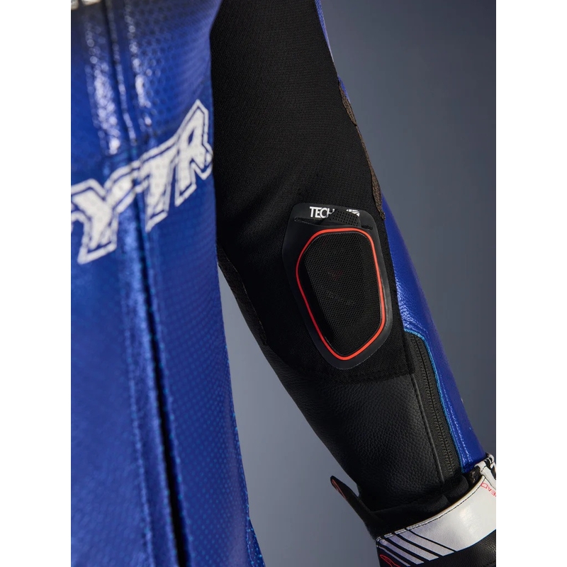Alpinestars GP-R7 Einteiliger Motorrad-Lederkombi, kompatibel mit der YAMAHA GYTR TECH-AIR Kollektion, in Blau, Schwarz, Weiß und Rot