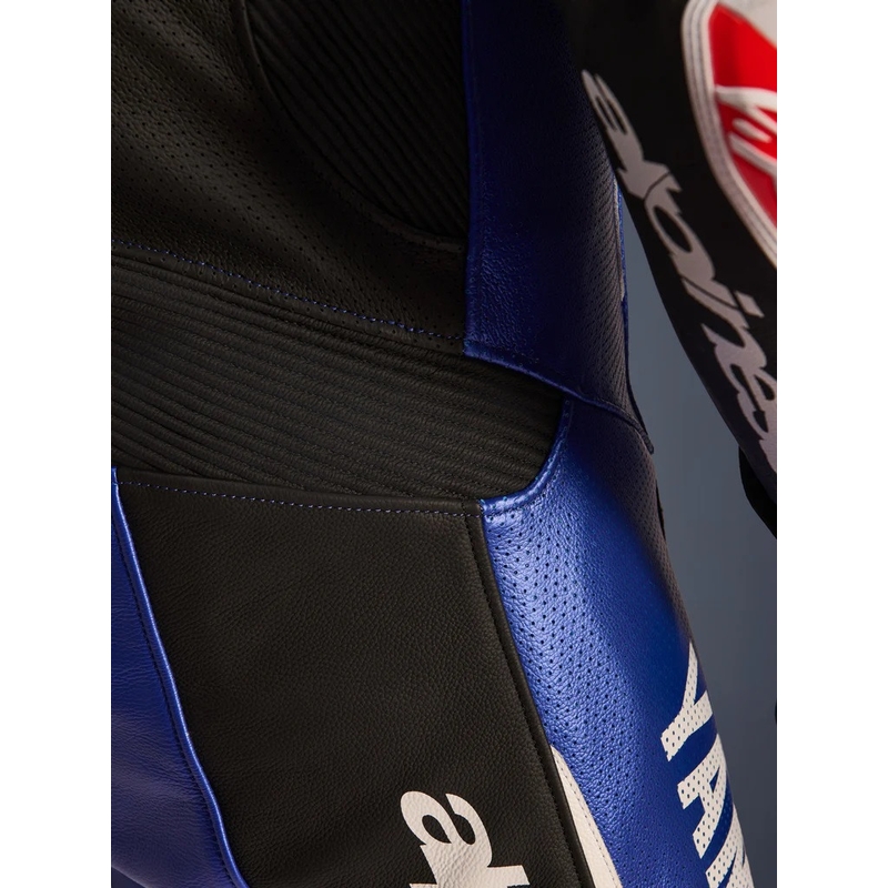 Alpinestars GP-R7 Einteiliger Motorrad-Lederkombi, kompatibel mit der YAMAHA GYTR TECH-AIR Kollektion, in Blau, Schwarz, Weiß und Rot