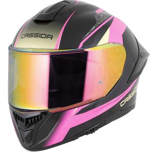 Cassida Integral GTS 2.1 Mega Integralhelm für Motorräder, schwarz-rosa-weiß-vanillefarben