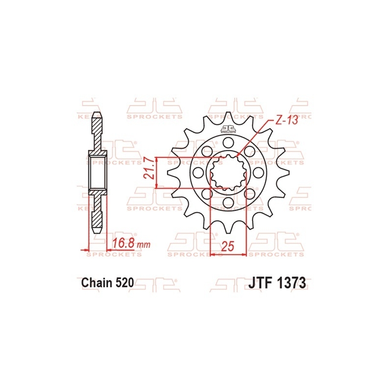 Ritzel JT 17T, 520 rubber cushioned