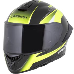 Cassida Integral GTS 2.1 Mega Integralhelm für Motorräder, schwarz-fluoreszierend gelb-weiß