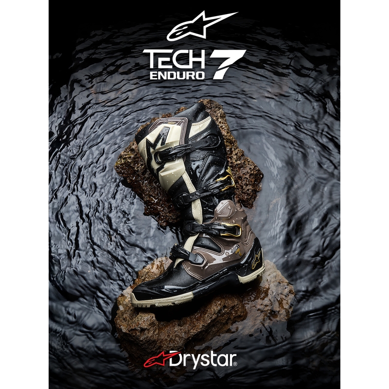 Alpinestars TECH 7 Enduro Drystar Motorradstiefel Schwarz-Dunkelgrau-Gold
