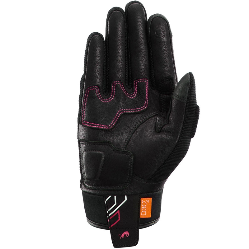 Furygan Jet Neon D3O® Evo Damen-Motorradhandschuhe schwarz-weiß-rosa