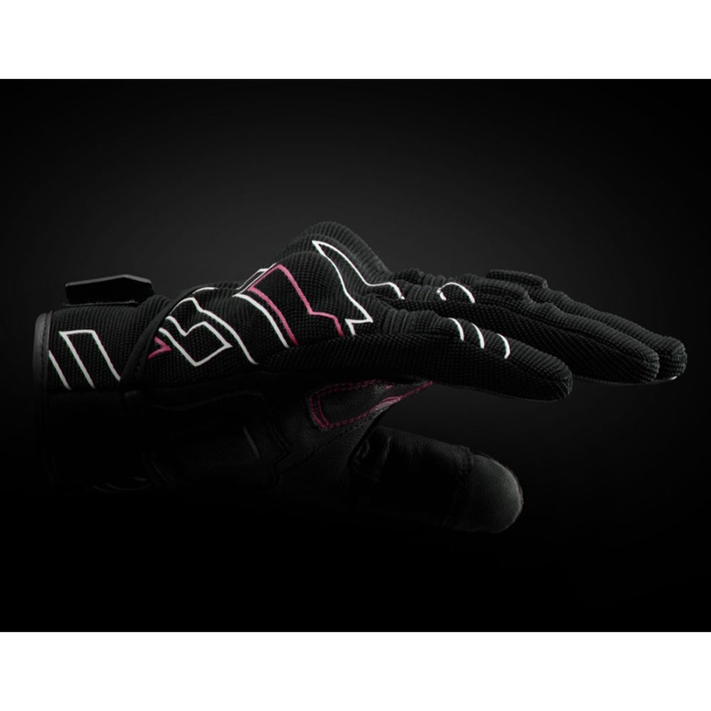 Furygan Jet Neon D3O® Evo Damen-Motorradhandschuhe schwarz-weiß-rosa