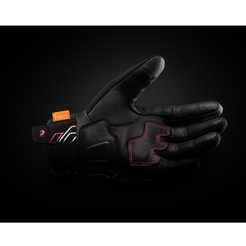 Furygan Jet Neon D3O® Evo Damen-Motorradhandschuhe schwarz-weiß-rosa
