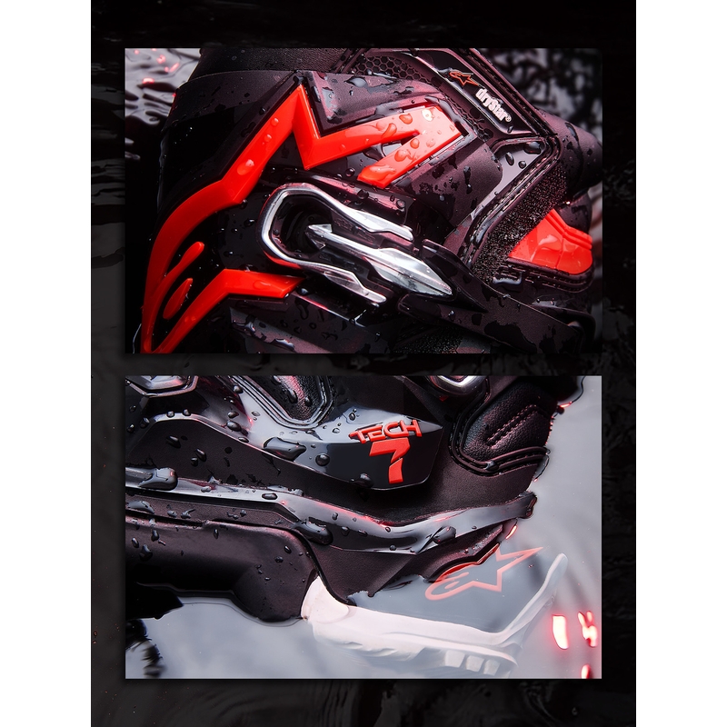 Alpinestars TECH 7 Enduro Drystar Motorradstiefel schwarz-fluoreszierend rot-weiß