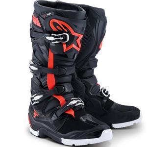 Alpinestars TECH 7 Enduro Drystar Motorradstiefel schwarz-fluoreszierend rot-weiß