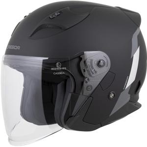 Cassida Reflex 2.0 Sicherheits-Motorradhelm mit offenem Visier, Mattschwarz-Grau-Reflektierendes Silber