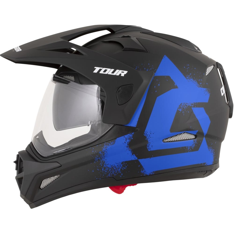 Enduro-Motorradhelm Cassida Tour 2.0 Crew, matt schwarz-blau