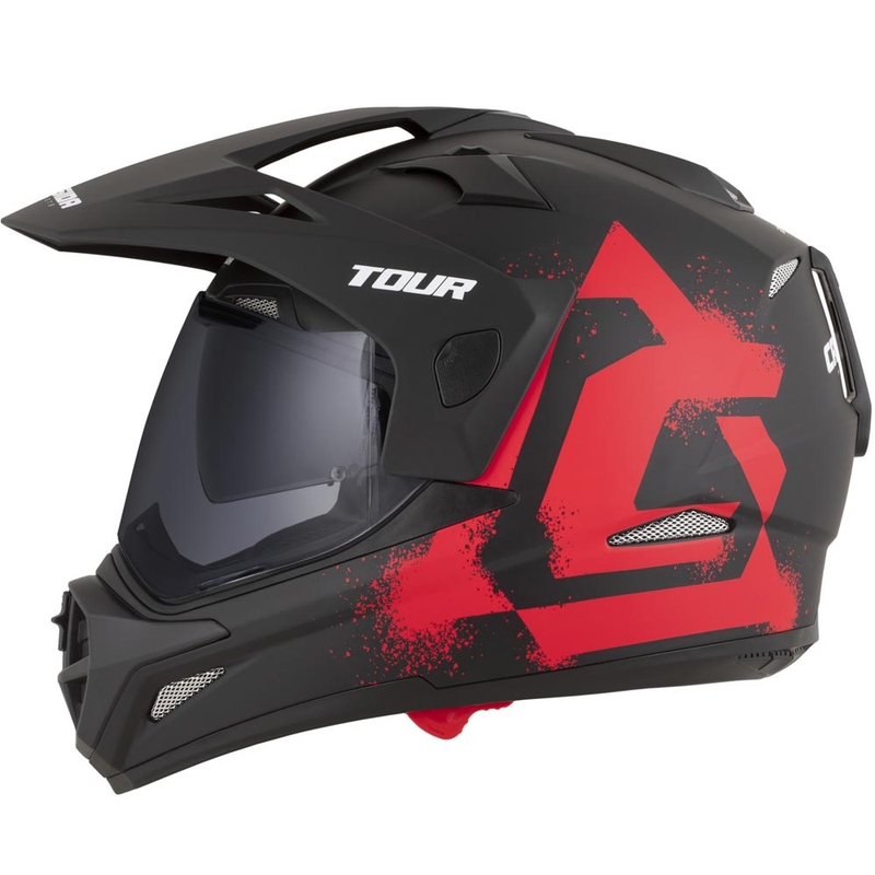 Enduro-Motorradhelm Cassida Tour 2.0 Crew, matt schwarz-rot