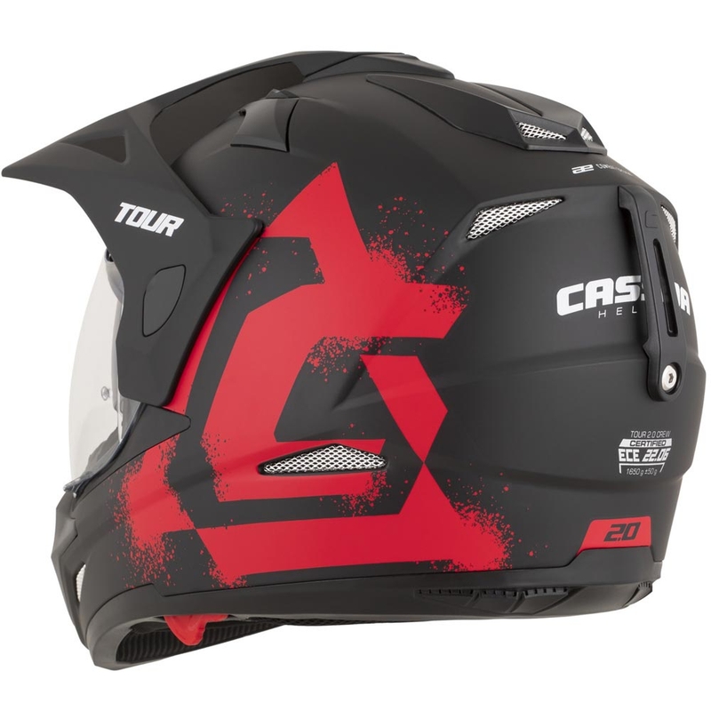 Enduro-Motorradhelm Cassida Tour 2.0 Crew, matt schwarz-rot