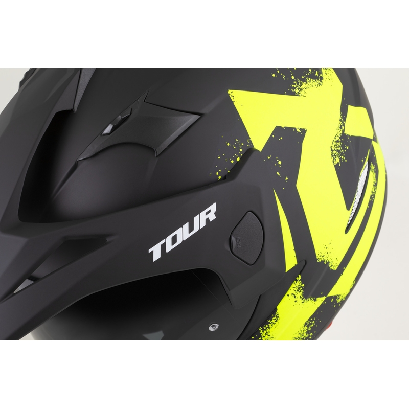 Enduro-Motorradhelm Cassida Tour 2.0 Crew, matt schwarz-fluoreszierend gelb