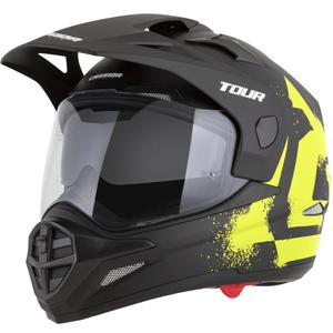 Enduro-Motorradhelm Cassida Tour 2.0 Crew, matt schwarz-fluoreszierend gelb