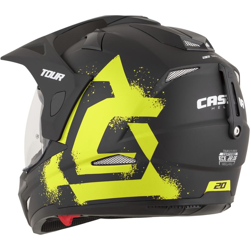 Enduro-Motorradhelm Cassida Tour 2.0 Crew, matt schwarz-fluoreszierend gelb