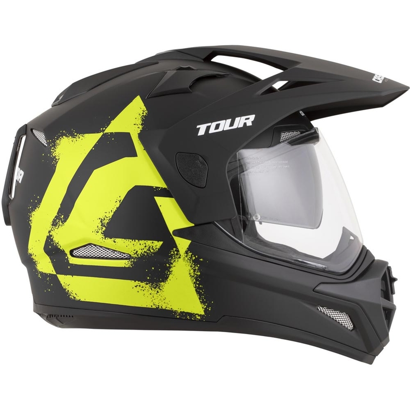 Enduro-Motorradhelm Cassida Tour 2.0 Crew, matt schwarz-fluoreszierend gelb