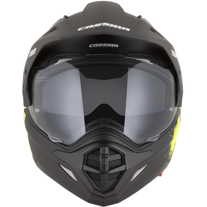 Enduro-Motorradhelm Cassida Tour 2.0 Crew, matt schwarz-fluoreszierend gelb