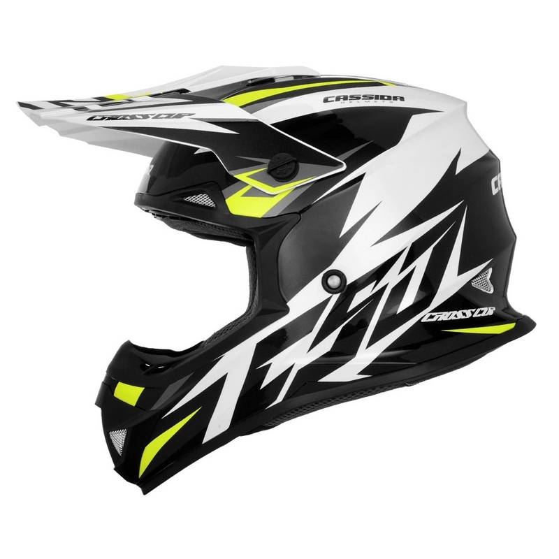 Cassida Cross Cup Two Motocross Helm schwarz-weiss-grau-fluo gelb
