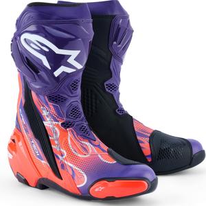Alpinestars Supertech R Vented Flyte Motorradstiefel, limitierte Edition, Jorge Martin, lila-rot-schwarz
