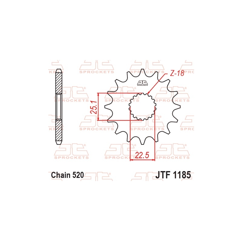 Ritzel JT 17T, 520 rubber cushioned