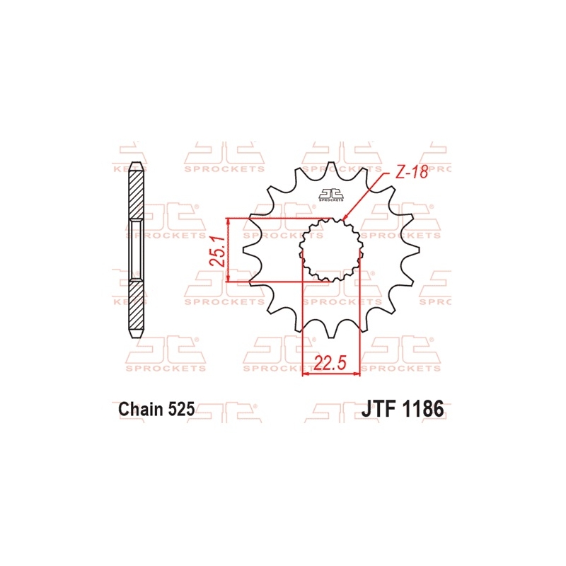 Ritzel JT 16T, 525 rubber cushioned