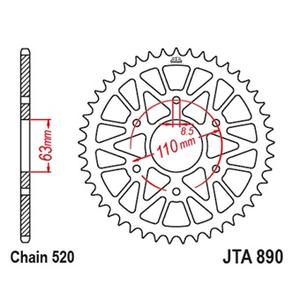 Aluminium-Ketten Rad JT JTA 890-44BLK 44T schwarz