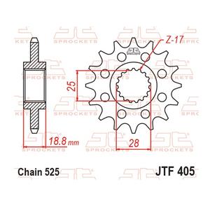Ritzel JT JTF 405-19RB 19T, 525 rubber cushioned