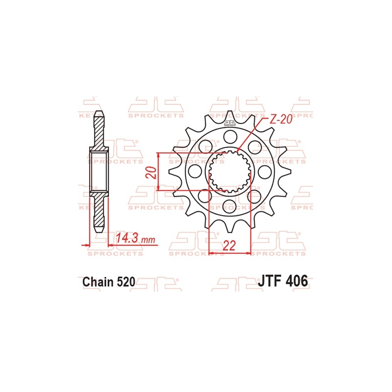 Ritzel JT 16T, 520 rubber cushioned